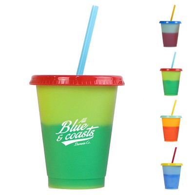 16oz Mood Color Changing Tumbler with Lid and Straw