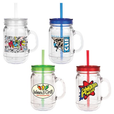 20 Oz. Genie Double-Wall Acrylic Mason Jar Mug w/ VibraPrint