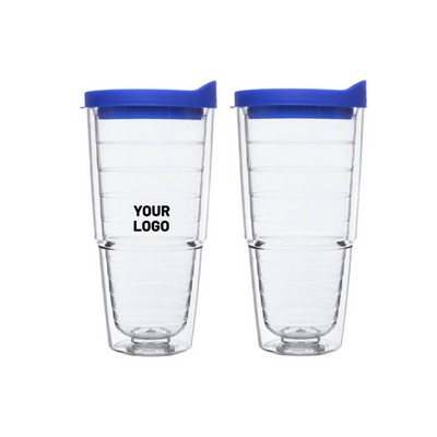Double Wall Acrylic Tumbler with Straw, 24 Oz.