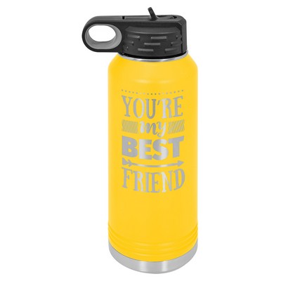 32 Oz. Stainless Steel Double Wall Water Bottle, Yellow, Engraved