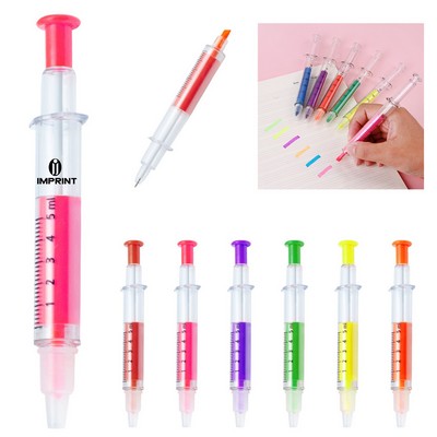 Syringe Ball Pens With Highlighter