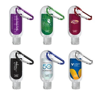 1.9 oz. Clear Sanitizer in Clear Bottle with Carabiner