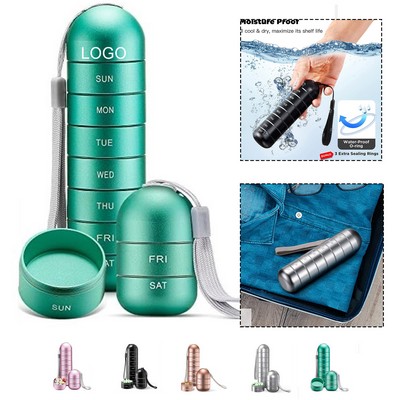 Daily Aluminium Pill Box with Seven Compartments