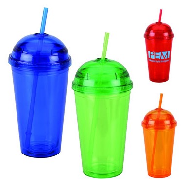 16 Oz. Double Wall Acrylic Tumbler w/ Straw