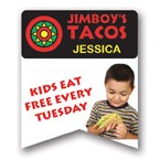 USA Made Synthetic Paper Badge Ribbon Full-Color (3"x3") Notched Bottom