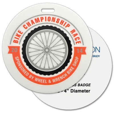 Xpress Permanent Event Name Badges, 4" Round, 4-Color Front & Back