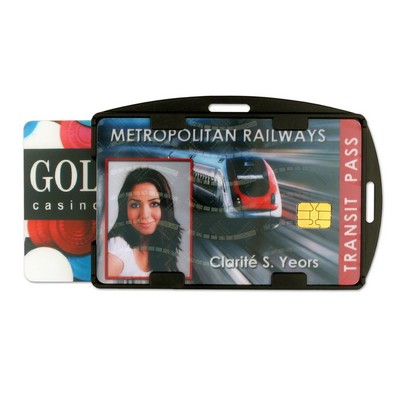 Holder - Rigid - Dual Card Holder - Blk: OUTER- 2.47" X 3.72" INSERT- 2.125" X 3.375"