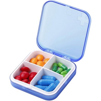 Portable Pill Organizer - Slim Pill Box for Purse or Travel, Compact Pill Case(4 Compartment)