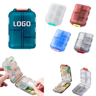 Double-Walled Transparent 10-Compartment Travel Pill Box