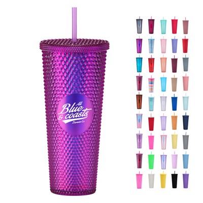 24oz Spill-resistant Studded Tumbler with Lid and Straw