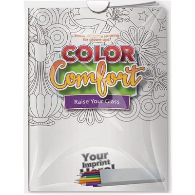 Combo Pack - "Raise Your Glass (Wine)" Color Comfort & 6-Pack of Colored Pencil in a Poly Bag