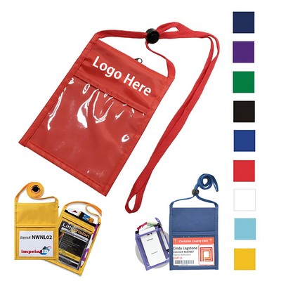 Neck Lanyard Pouch With ID Badge Holder