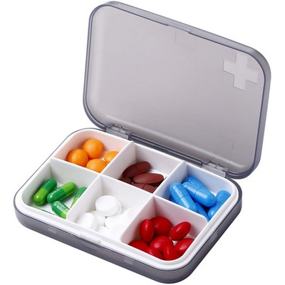 Portable Pill Organizer - Slim Pill Box for Purse or Travel, Compact Pill Case(6 Compartment)