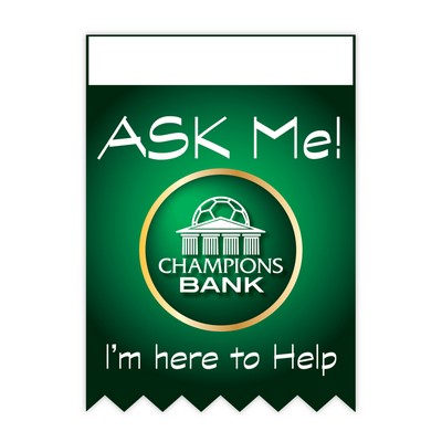 USA Made Synthetic Paper Badge Ribbon Full-Color (3.5x2.5") Peaked Bottom