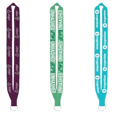 IMPORT Rush 1" Dye-Sublimated Lanyard with Sewn Silver Metal Split-Ring