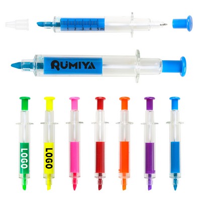 Syringe Highlighter with Ballpoint Pen