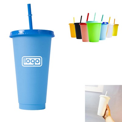 24oz Reusable Color Changing Cup With Lid