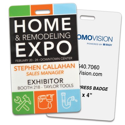 Rectangular Xpress Permanent Event Name Badges, 4-Color Front & Back, 5 Sizes